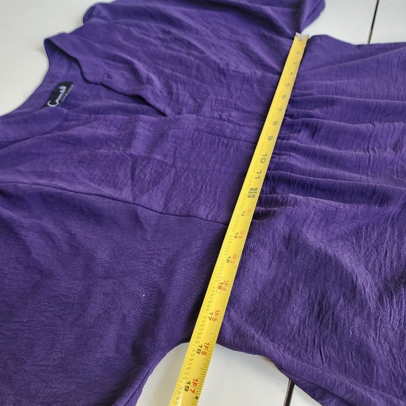 Connected Apparel Women's Purple Babydoll Boho Dress Puff Sleeve Pockets Sz 4 - Picture 9 of 12